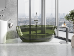 Mexen Pure olive vrijstaande transparante badkuip 170 x 80 cm, chrom stop - 58071708001