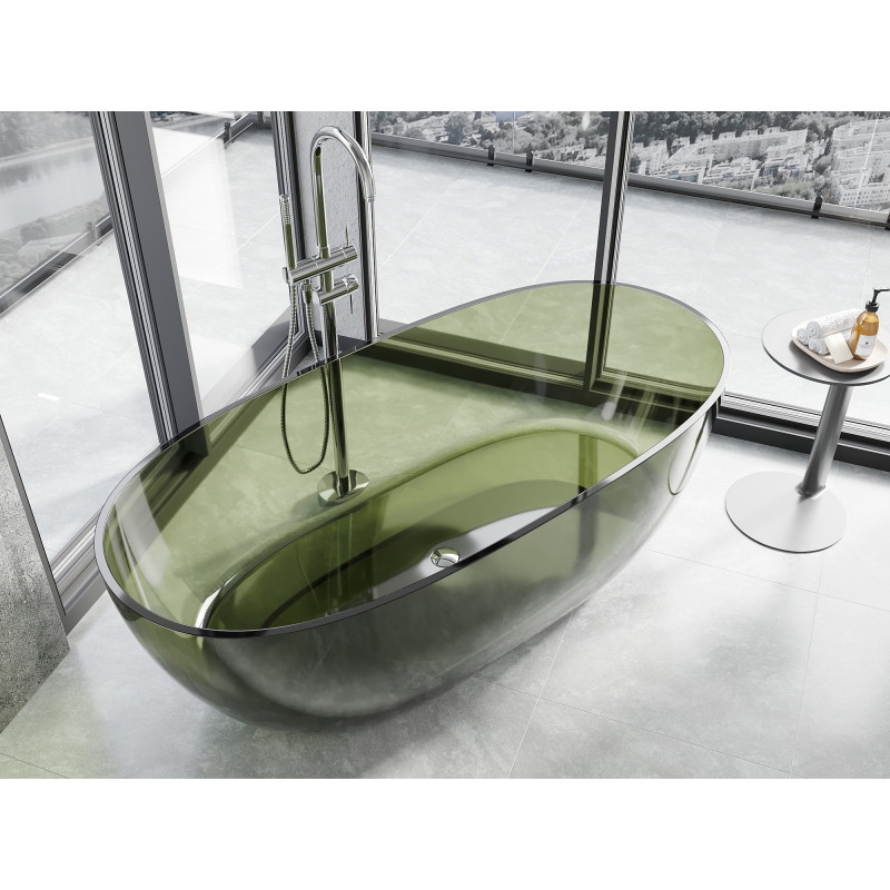 Mexen Pure bañera exenta transparente 170 x 80 cm, olive, desagüe cromado - 58071708001