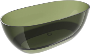 Mexen Pure freistehende transparente Badewanne 170 x 80 cm, Olive, Chromablauf - 58071708001
