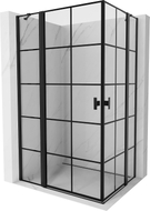 Mexen Mist Duo kabina za tuš s krilnim vratima 110 x 105 cm, crna mreža, crna - 8A4-110L-105P-70-77