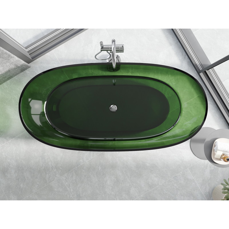 Mexen Pure freistehende transparente Badewanne 170 x 80 cm, forest, Chrom-Ablauf - 58071708002