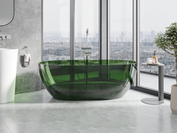 Mexen Pure freistehende transparente Badewanne 170 x 80 cm, forest, Chrom-Ablauf - 58071708002