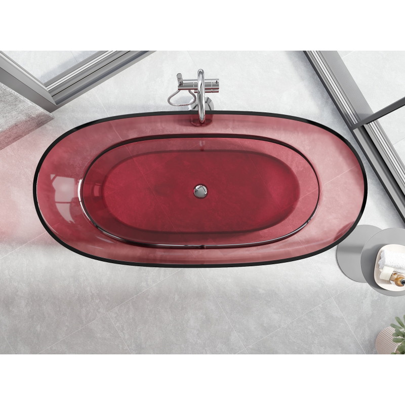 Mexen Pure wanna wolnostojąca transparentna 170 x 80 cm, eozyna, korek chrom - 58071708003