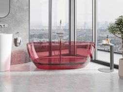 Mexen Pure eosine vrijstaande transparante badkuip 170 x 80 cm, chromen stop - 58071708003