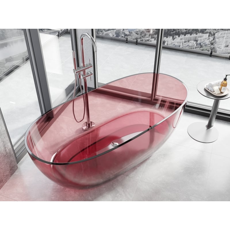 Mexen Pure eosin freestanding transparent bathtub 170 x 80 cm, chrome plug - 58071708003