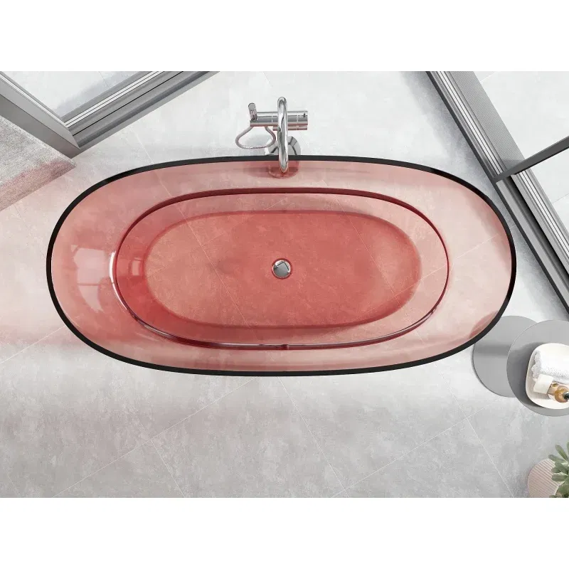 Mexen Pure coral vasca da bagno freestanding trasparente 170 x 80 cm, tappo cromato - 58071708004