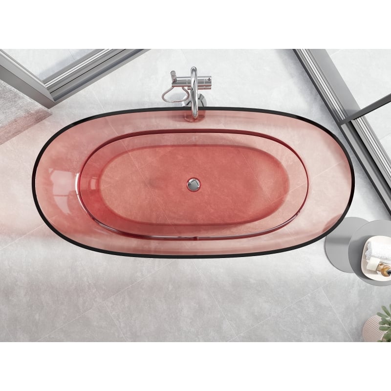 Mexen Pure freestanding transparent bathtub 170 x 80 cm, coral, chrome plug - 58071708004