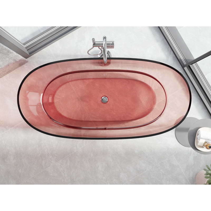 Mexen Pure wanna wolnostojąca transparentna 170 x 80 cm, coral, korek chrom - 58071708004