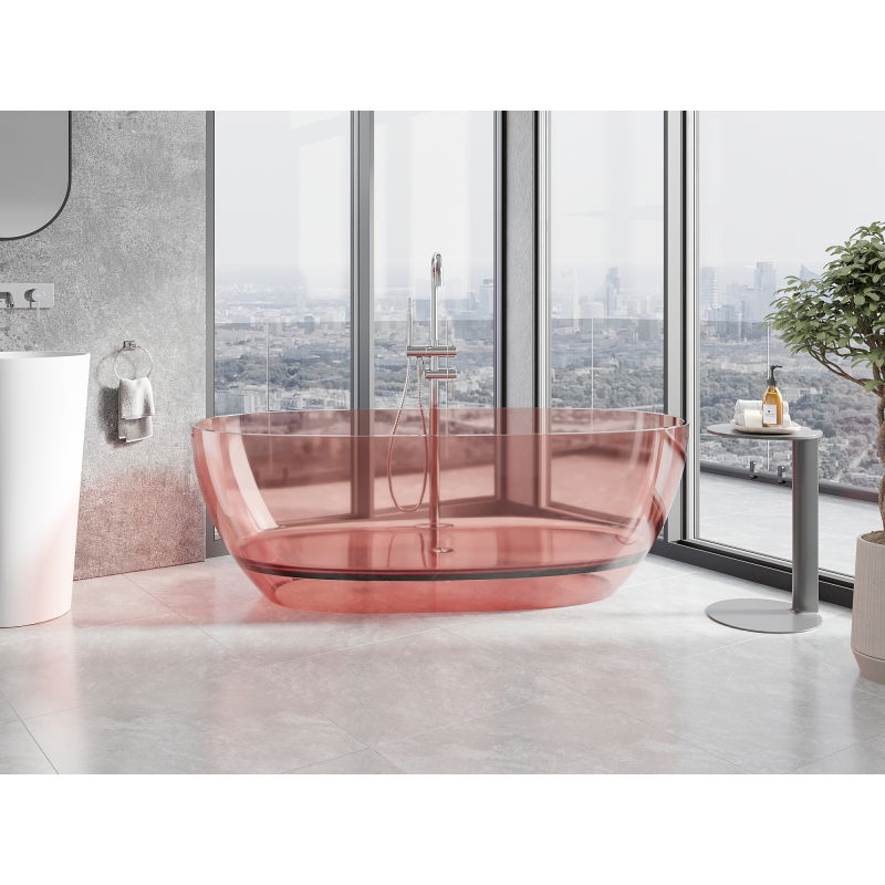 Mexen Pure Coral freistehende transparente Badewanne 170 x 80 cm, Chrom Stöpsel - 58071708004