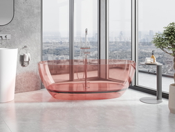 Mexen Pure coral freistehende transparente Badewanne 170 x 80 cm, Chrom-Stöpsel - 58071708004