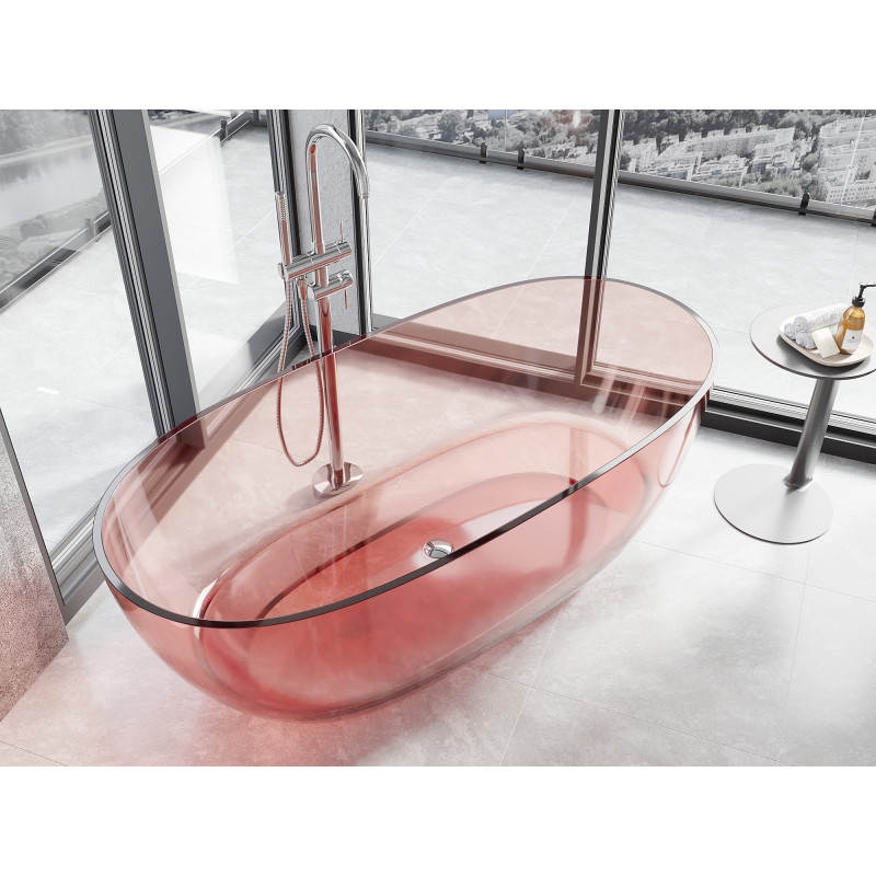 Mexen Pure wanna wolnostojąca transparentna 170 x 80 cm, coral, korek chrom - 58071708004