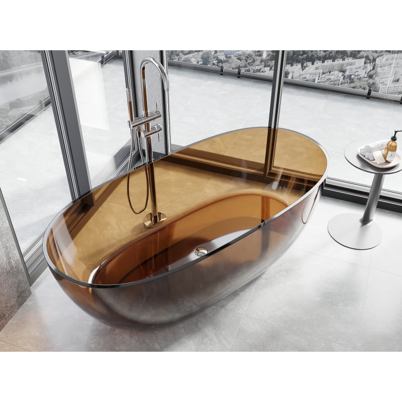 Mexen Pure earth banheira independente transparente 170 x 80 cm, tampa cromada - 58071708005