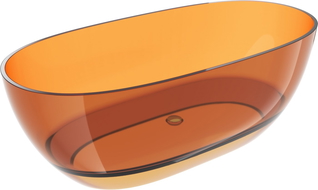 Mexen Pure óxido naranja bañera exenta transparente 170 x 80 cm, desagüe cromado - 58071708006