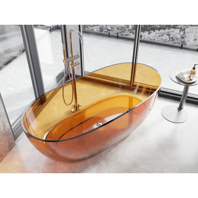 Mexen Pure bañera exenta transparente 170 x 80 cm, óxido, tapón cromado - 58071708006
