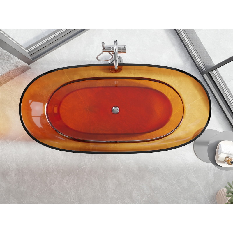 Mexen Pure wanna wolnostojąca transparentna 170 x 80 cm, rust, korek chrom - 58071708006