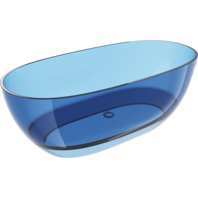 Mexen Pure denim fristående genomskinligt badkar 170 x 80 cm, kromplugg - 58071708007