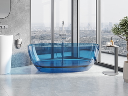 Mexen Pure wanna wolnostojąca transparentna 170 x 80 cm, denim, korek chrom - 58071708007