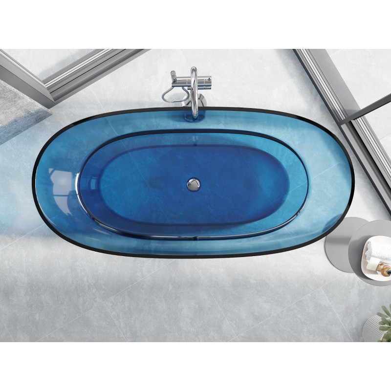 Mexen Pure wanna wolnostojąca transparentna 170 x 80 cm, denim, korek chrom - 58071708007