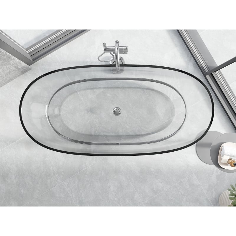 Mexen Pure clear freestanding transparent bath 170 x 80 cm, chrome plug - 58071708008