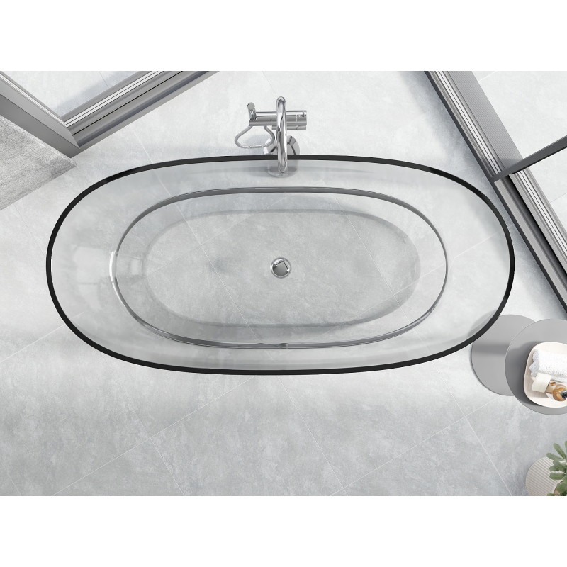 Mexen Pure clear wanna wolnostojąca transparentna 170 x 80 cm, korek chrom - 58071708008