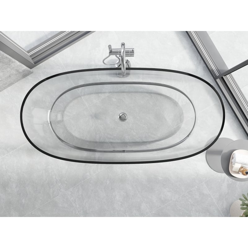 Mexen Pure freistehende transparente Badewanne 170 x 80 cm, klar, Chrom-Abfluss - 58071708008