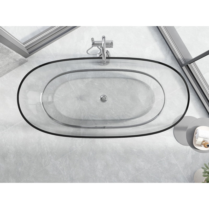 Mexen Pure fristående transparent badkar 170 x 80 cm, klar, krompropp - 58071708008