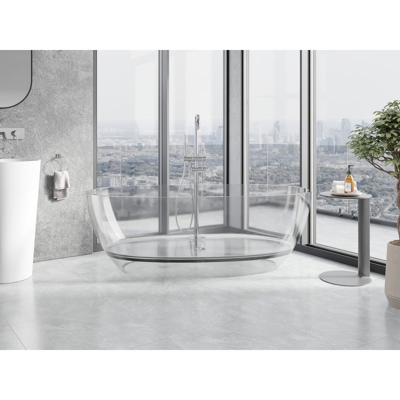 Mexen Pure heldere vrijstaande badkuip transparant 170 x 80 cm, chromen afvoer - 58071708008