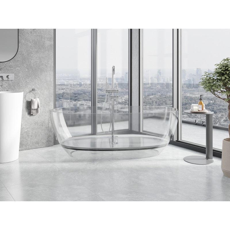 Mexen Pure wanna wolnostojąca transparentna 170 x 80 cm, clear, korek chrom - 58071708008