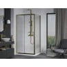Mexen Apia cabine de douche coulissante 140 x 100 cm, transparent, or + receveur Flat, blanc- 840-140-100-50-00-4010G