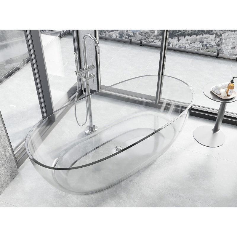 Mexen Pure clear wanna wolnostojąca transparentna 170 x 80 cm, korek chrom - 58071708008