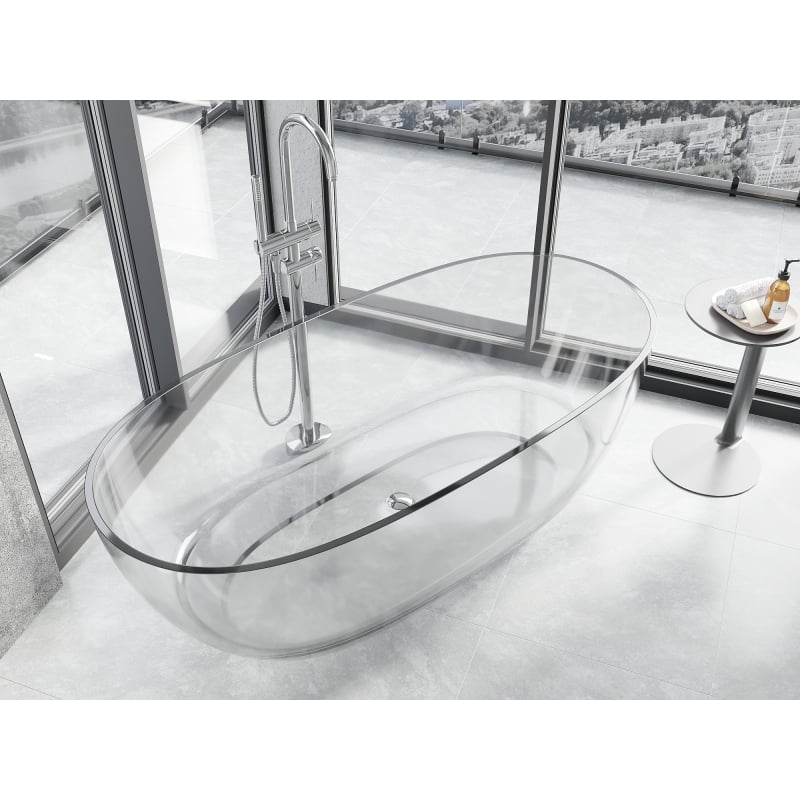 Mexen Pure freistehende transparente Badewanne 170 x 80 cm, klar, Chrom-Abfluss - 58071708008