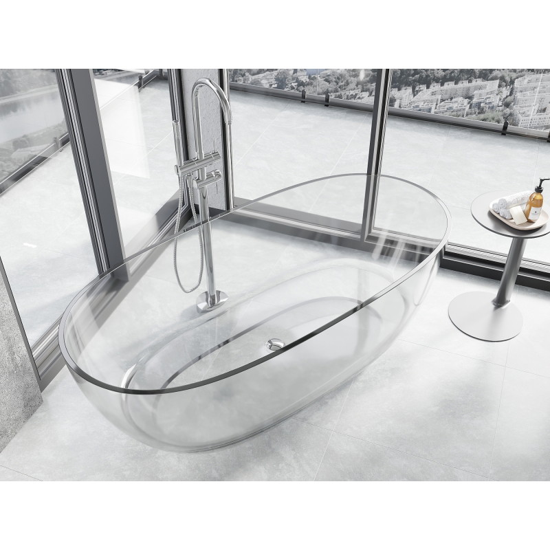 Mexen Pure wanna wolnostojąca transparentna 170 x 80 cm, clear, korek chrom - 58071708008