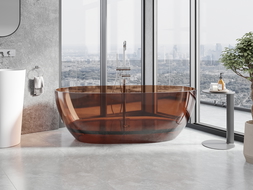 Mexen Pure cherry vrijstaande transparante badkuip 170 x 80 cm, chromen plug - 58071708009