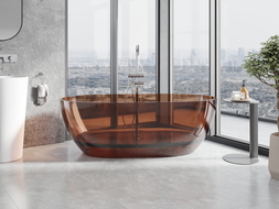 Mexen Pure Kirsch freistehende transparente Badewanne 170 x 80 cm, Chrom-Ablauf - 58071708009