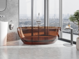 Mexen Pure wanna wolnostojąca transparentna 170 x 80 cm, cherry, korek chrom - 58071708009