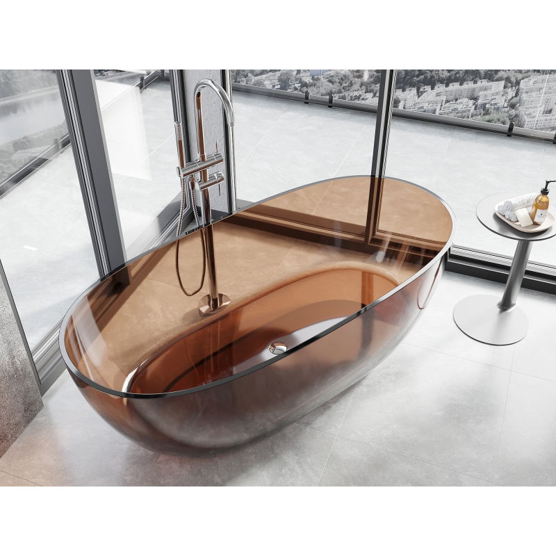 Mexen Pure cherry freistehende transparente Badewanne 170 x 80 cm, Chrom-Ablauf - 58071708009