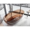 Mexen Pure vrijstaande doorzichtige badkuip 170 x 80 cm, kers, chromen stop - 58071708009