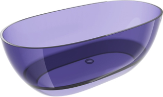 Mexen Pure Freistehende transparente Badewanne 170 x 80 cm, Dunkel Schieferblau, Chrom Verschluss - 58071708010
