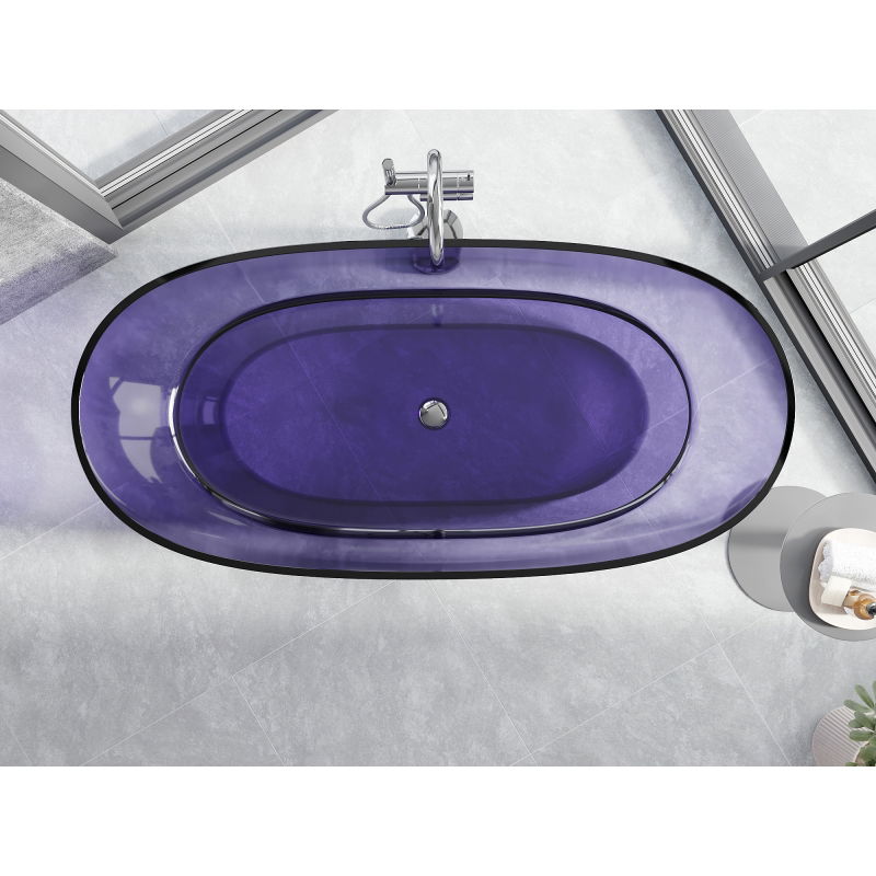 Mexen Pure blu ardesia scuro vasca da bagno autoportante trasparente 170 x 80 cm, tappo cromato - 58071708010