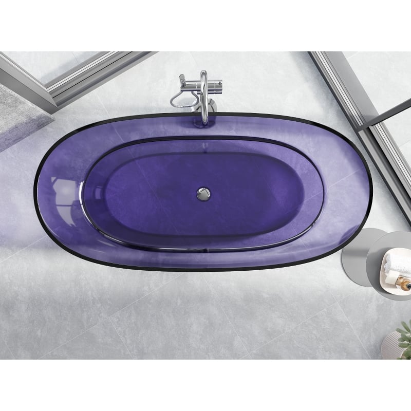 Mexen Pure dark slate blue wanna wolnostojąca transparentna 170 x 80 cm, korek chrom - 58071708010