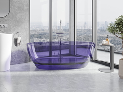 Mexen Pure dunkles Schieferblau freistehende transparente Badewanne 170 x 80 cm, Chromverschluss - 58071708010