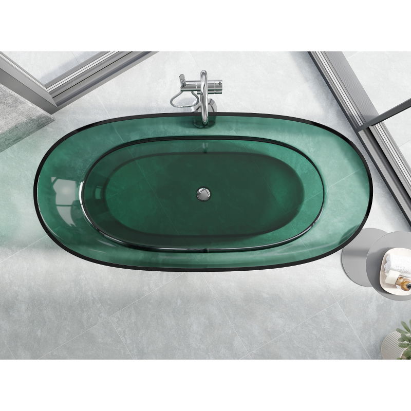 Mexen Pure teal vasca da bagno autoportante trasparente 170 x 80 cm, tappo cromato - 58071708011
