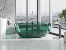 Mexen Pure teal vrijstaande transparante badkuip 170 x 80 cm, chrom stop - 58071708011