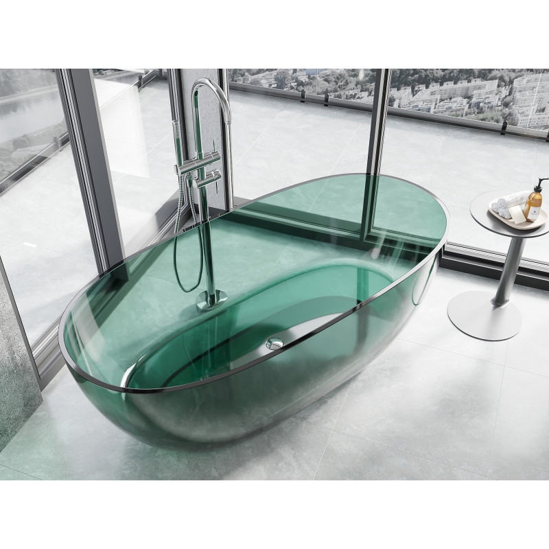 Mexen Pure freistehende transparente Badewanne 170 x 80 cm, Teal, Chromverschluss - 58071708011