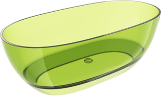 Mexen Pure Freistehende transparente Badewanne 170 x 80 cm, Limette, Chromverschluss - 58071708012