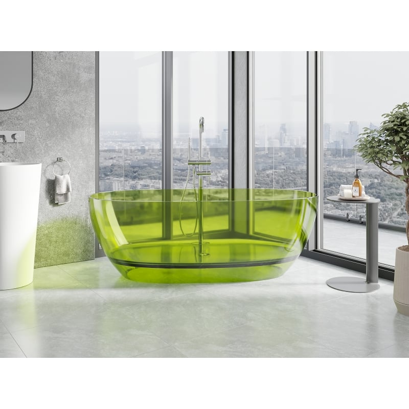 Mexen Pure banheira independente transparente lima 170 x 80 cm, ralo cromado - 58071708012