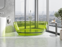 Mexen Pure Freistehende transparente Badewanne 170 x 80 cm, Limette, Chromverschluss - 58071708012