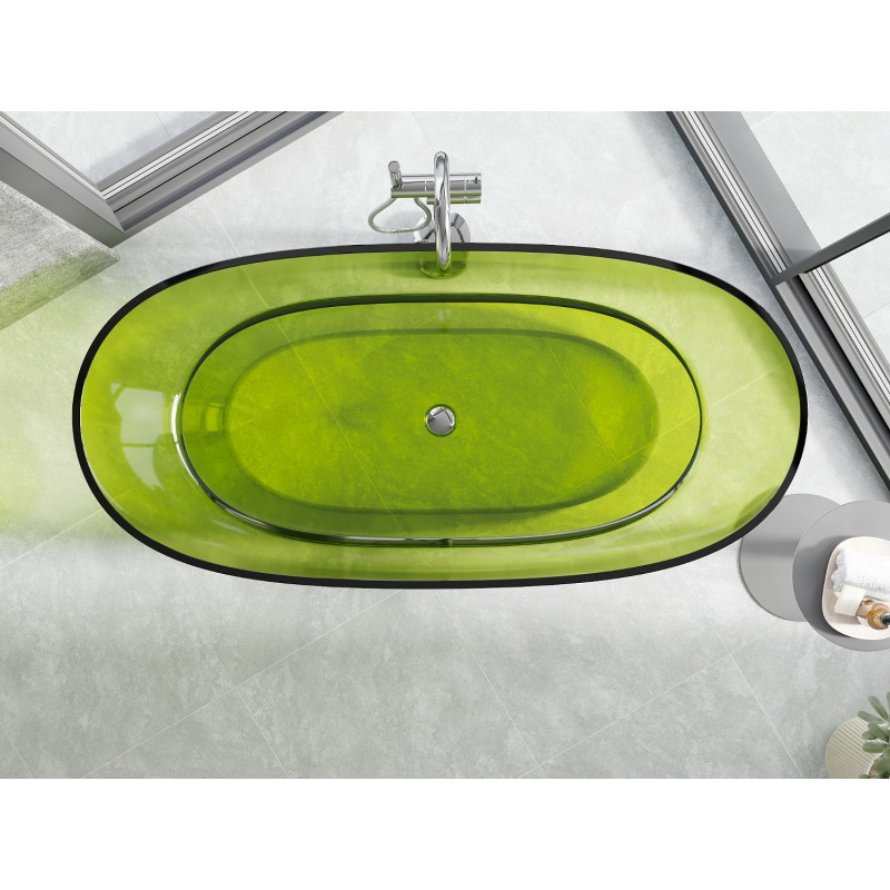 Mexen Pure lime wanna wolnostojąca transparentna 170 x 80 cm, korek chrom - 58071708012
