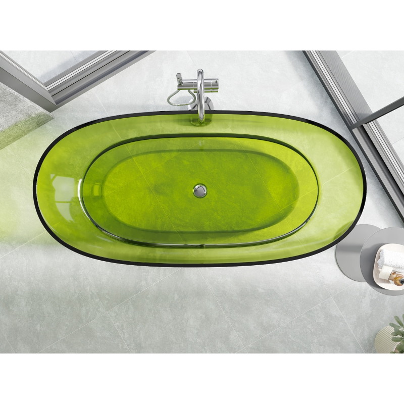 Mexen Pure wanna wolnostojąca transparentna 170 x 80 cm, lime, korek chrom - 58071708012