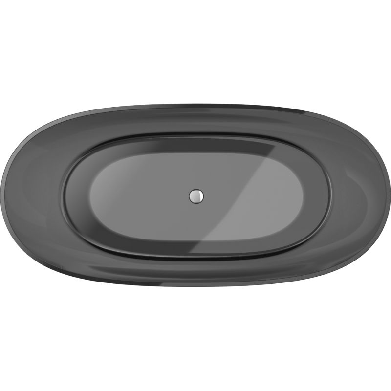 Mexen Pure μαύρη διαφανής ανεξάρτητη μπανιέρα 170 x 80 cm, τάπα χρωμίου - 58071708013